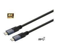 - Câble USB - 24 pin USB-C (M) pour 24 pin USB-C (M) - USB 3.2 Gen 2 - 5 - 20 V - 5 A - 7.5 m - prise en charge UHD 4K60Hz, Alimentation USB (100 W)