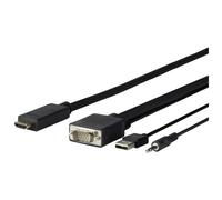 Vivolink PROVGAHDMI3 câble vidéo et adaptateur 3 m HDMI Type A (Standard) VGA (D-Sub) + 3.5mm + USB Type-A Noir