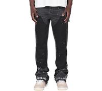 Vivoofchic Jean évasé pour homme - Y2K Streetwear Denim avec design éclaboussures d'encre, patchwork et poches - Pantalon baggy Bootcut - Pantalon de loisirs style hip hop cowboy, Noir , XL