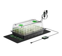 VIVOSUN 1 Plateau de démarrage de graines à 40 cellules avec 1 Jeu de lumières LED et Tapis Chauffant de semis de 25,4 x 52,7 cm, Housse Plus Haute de 9,1 cm, aérations réglables, Trous de Drainage,