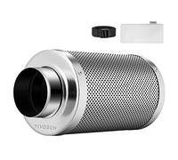 VIVOSUN Filtre à Charbon Actif 100mm Filtre à Charbon avec Préfiltre et Bride Réversible Filtre Charbon Purificateur d‘Air pour Ventilateur en Ligne et Tentes de Culture