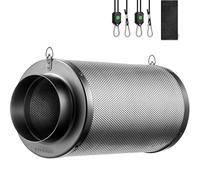 VIVOSUN Filtre à Charbon Actif 150mm pour Contrôle Odeurs Charbon Vierge d'Australie pour Ventilateur en Ligne, Epurateur Odeurs pour Tente de Culture Pré-Filtre Inclus Bride Réversible Noir