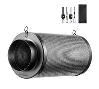 VIVOSUN Filtre à Charbon Actif 200mm pour Contrôle Odeurs Charbon Vierge d'Australie pour Ventilateur en Ligne, Epurateur Odeurs pour Tente de Culture Pré-Filtre Inclus Bride Réversible Noir