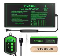 VIVOSUN Kit Combiné de Tapis Chauffant 25x52cm pour Semis et de Thermostat Numérique, Certifié UL et MET pour Intérieur Serre Germination Hydroponique, Jardin Intérieur