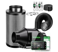 VIVOSUN Kit d‘Extraction d’Air Intelligent Pro 100mm AeroZesh G4 avec GrowHub E42A+, Contrôleur WiFi Température Humidité, Filtre à Charbon Actif et Conduit pour Tentes de Culture et Hydroponie