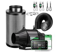VIVOSUN Kit d‘Extraction d’Air Intelligent Pro 100mm AeroZesh T4 GrowHub E42A+ Contrôle VPD Température Humidité, Connexion APP Filtre à Charbon Actif Conduit Ventilation Tentes Culture Hydroponie