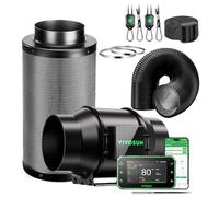 VIVOSUN Kit d‘Extraction d’Air Intelligent Pro 150mm AeroZesh G6 avec GrowHub E42 Contrôleur WiFi Température Humidité, Filtre à Charbon Actif et Conduit pour Tentes de Culture et Hydroponie