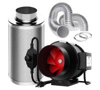 VIVOSUN Kit d'Extraction Ventilateur de Conduit 150mm 663m³/h Moteur EC avec Filtre à Charbon et Conduit Ventilateur Silencieux pour Intérieur Tente de Culture et Serre Hydroponie