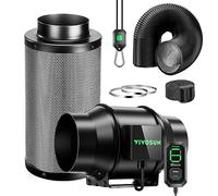 VIVOSUN Kit Ventilation Refroidissement AeroZesh G6 150mm, Ventilateur Conduit Extraction, Débit 660m³/h, avec Régulateur Vitesse E12, Filtre à Charbon Actif et Conduit 240cm, pour Tentes de Culture