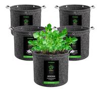 VIVOSUN Lot 5 Sac de Plantation 12L Sacs de Culture Tissu Non Tissé Sac à Plantes 500g/m² Épaisseur, Pots Tissu avec Poignées et Anneaux Polyvalents, Idéal pour LST, Fruits, Légumes et Fleurs