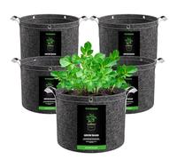 VIVOSUN Lot 5 Sac de Plantation 20L Sacs de Culture Tissu Non Tissé Sac à Plantes 500g/m² Épaisseur, Pots Tissu avec Poignées et Anneaux Polyvalents, Idéal pour LST, Fruits, Légumes et Fleurs