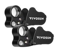 VIVOSUN Lot de 2 loupes de bijoutier Pliables avec lumière LED pour Bijoux, Pierres précieuses, Montres, pièces de Monnaie, Timbres, antiquités, Noir