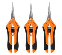 VIVOSUN Lot de 3 Sécateur de Jardin 17 cm, Poignée Ergonomique, Lame Droite en Acier Inoxydable avec Revêtement en Titane, Poignée Verrouillable, Convient aux Fleurs, Roses, Fruits et Plantes, Orange