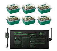 VIVOSUN Lot de 6 plateaux de démarrage de graines avec tapis chauffant de 25,4 x 52,7 cm, contrôleur de température à double affichage numérique auto-ajustable, kit de démarrage de graines à 72