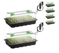 VIVOSUN Plateaux de démarrage de graines avec dôme transparent pour l'humidité, aérations réglables, trou de drainage, couvercle supérieur de 9,1 cm, 2 barres lumineuses LED pour planter des graines, 1 lot de 40 cellules, 6 paquets de 240 cellules au total