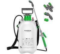 VIVOSUN Pulvérisateur à Pression 5L avec 3 Buses Dont Laiton Réglable, Tuyau 127 cm et Valve de Sécurité pour Désherbage, Traitement des Plantes & Entretien de la Pelouse