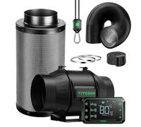 VIVOSUN Smart Air Filtration Pro Kit 150mm, AeroZesh T6 Inline Duct Fan with GrowHub E42A+, Temperature Humidity Controller, Carbon Filter & Ducting Ventilation System for Grow Tent, Hydroponics