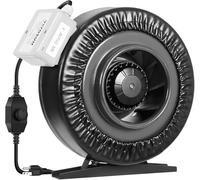 VIVOSUN Ventilateur de Conduit 150mm Extraction 748m³/h avec Régulateur de Vitesse Variable Ventilateur pour Tente de Culture, Serre Intérieure, Jardin Intérieur Ventilateur Noir