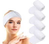 VIVOTE 4PCS Microfibre Bandeau Maquillage Femme,Bandeaux de Maquillage Visage, Réglable et Réutilisable Doux Bandeaux avec Magic Tape,pour Spa Yoga Sport Se Maquiller Soins du Visage,8x65cm,Blanc