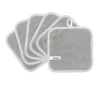 Vivote Lingettes nettoyantes pour le visage en microfibre 20x20cm Lingette démaquillante douce en flanelle Gant de toilette bébé Lavable et réutilisable Lingettes démaquillantes Gris clair (6 pièces)