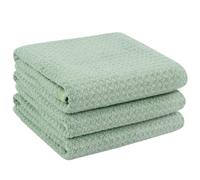 VIVOTE Lot de 3 torchons en microfibre, vert, épais, en tissu nid d'abeille, super absorbants, sans peluches, 40 cm x 56 cm