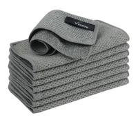 VIVOTE Lot de 8 chiffons de nettoyage en microfibre de qualité supérieure avec récureur, double couche anti-rayures, réutilisables et lavables en machine, torchons en microfibre 2 en 1, gris, 20 x 20