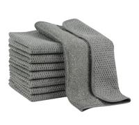 VIVOTE Lot de 8 chiffons de nettoyage en microfibre, réutilisables, double face, anti-rayures pour le nettoyage, chiffons composites de soie PP, gris, 25 x 25 cm