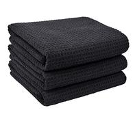 VIVOTE Torchons en Microfibre pour Cuisine, sans résidus de Peluches, réutilisables, Super absorbants, séchage Rapide, torchons en T, Noir, 40 x 56 cm, 380 g/m²