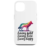 Vivre à l'état sauvage Vivre en toute liberté Loup heureux Coque pour iPhone 13