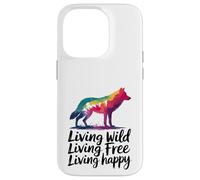 Vivre à l'état sauvage Vivre en toute liberté Loup heureux Coque pour iPhone 14 Pro