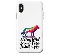 Vivre à l'état sauvage Vivre en toute liberté Loup heureux Coque pour iPhone X/XS