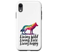 Vivre à l'état sauvage Vivre en toute liberté Loup heureux Coque pour iPhone XR