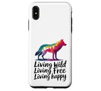 Vivre à l'état sauvage Vivre en toute liberté Loup heureux Coque pour iPhone XS Max