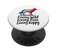 Vivre à l'état sauvage Vivre en toute liberté Loup heureux PopSockets PopGrip Adhésif