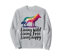 Vivre à l'état sauvage Vivre en toute liberté Loup heureux Sweatshirt