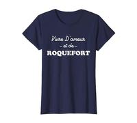 Vivre d'amour et de Roquefort T-Shirt, Femme, Bleu Marine, XL