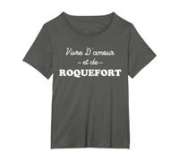 Vivre d'amour et de Roquefort T-Shirt, Femme Grandes Tailles, Asphalte, 3X