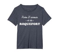 Vivre d'amour et de Roquefort T-Shirt, Femme Grandes Tailles, Bleu Chiné, 4X