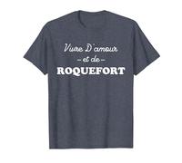 Vivre d'amour et de Roquefort T-Shirt, Homme, Bleu Chiné, 3XL