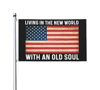 Vivre dans le nouveau monde avec un drapeau d'anciennes âmes pour chambre d'adolescent, drapeau amusant double face, décoration murale pour cour 0,9 x 1,5 m, vivre dans le nouveau monde avec une tapis