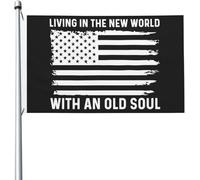 Vivre Dans Le Nouveau Monde Avec Une Âme Ancienne Drapeau Décoratif Décoration De Jardin Durable Bannière Décorative Suspendre Pour Ferme Pelouse Vacances 3X5 Ft