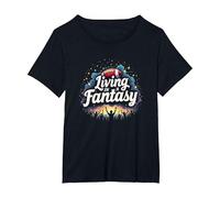 Vivre dans Le rêve d'un Fan de Fantasy Football T-Shirt, Femme Grandes Tailles, Noir, 6X