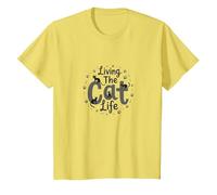Vivre la Vie du Chat : Amoureux des Animaux fantaisistes T-Shirt, Enfant, Citron, 4 Ans