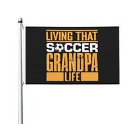 Vivre La Vie D'Un Grand-Père Footballeur Drapeau Drapeau Décoratif Imperméable Bannière De Cour Double Face Pour Ferme Maison Patio 3X5 Ft