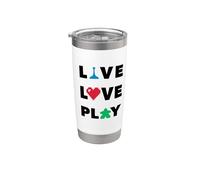 Vivre, Love, Jouer pour les joueurs, Texte noir Gobelet isotherme en acier inoxydable double paroi