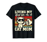 Vivre ma meilleure vie en tant que mère de chat Amoureuse des chats rétro Mama Mother T-Shirt