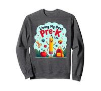 Vivre ma Meilleure Vie pré-Maternelle : L'Aventure Scolaire Joyeuse Commence Sweatshirt, Unisexe pour Adultes, Chiné Foncé, XL