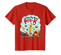 Vivre ma Meilleure Vie pré-Maternelle : L'Aventure Scolaire Joyeuse Commence T-Shirt, Enfant, Rouge, 2 Ans