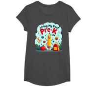 Vivre ma Meilleure Vie pré-Maternelle : L'Aventure Scolaire Joyeuse Commence T-Shirt, Fille, Chiné Foncé, XS