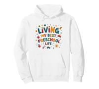Vivre ma Meilleure Vie préscolaire Sweat à Capuche, Unisexe pour Adultes, Blanc, XL